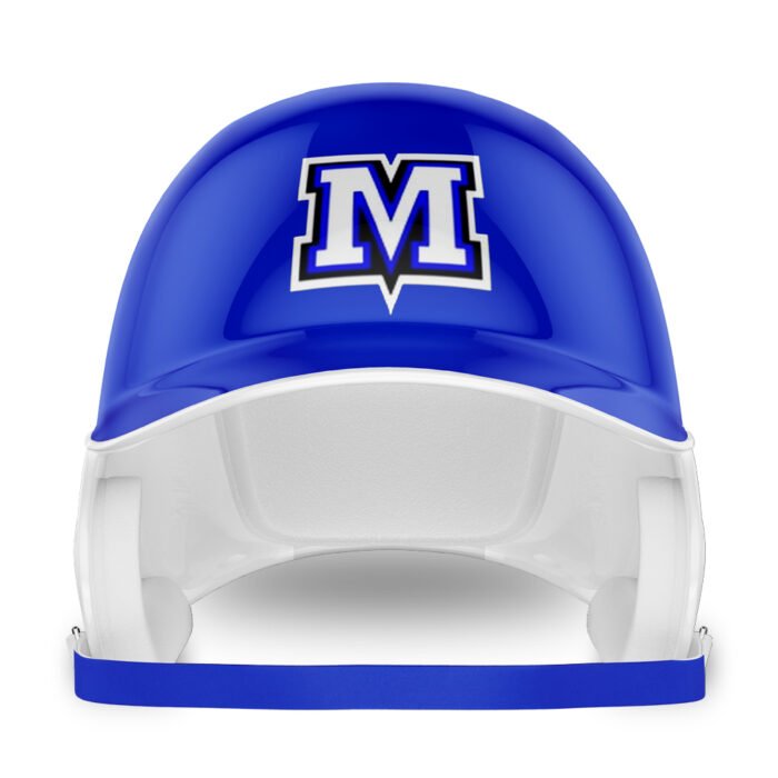 Custom baseball helmet decals with blue and white team logo design by MKY Apparels