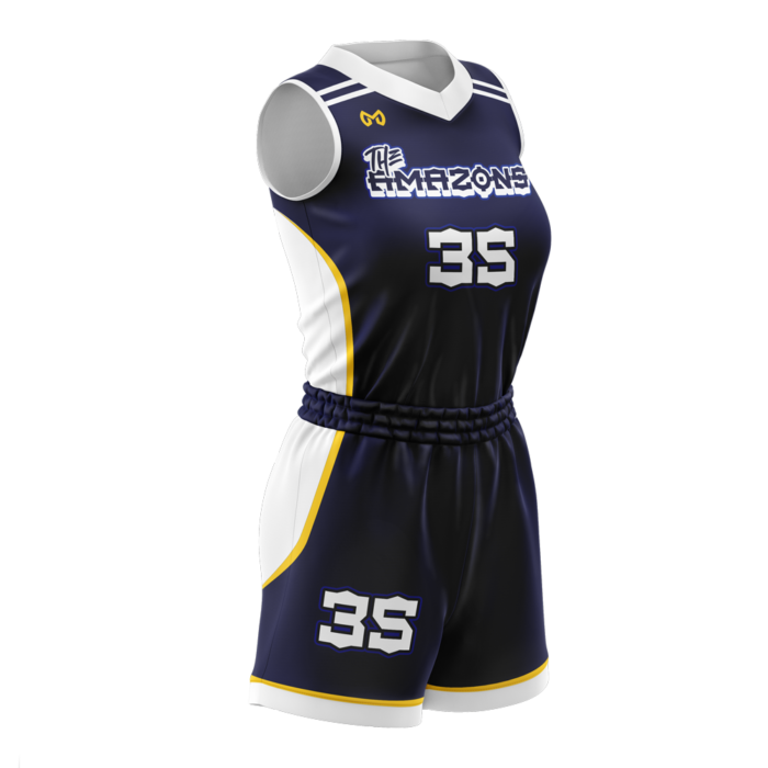 Amazons black and white custom girls basketball uniform by MKY Apparels