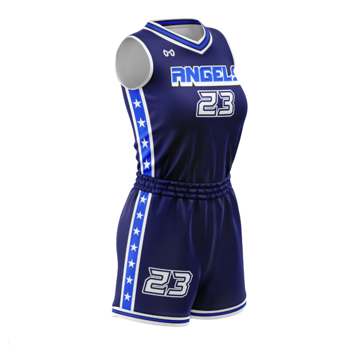 Angels blue custom girls basketball uniform by MKY Apparels