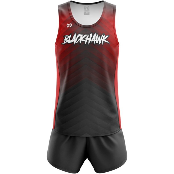 Blackhawk black and red custom sublimated track uniform by MKY Apparels