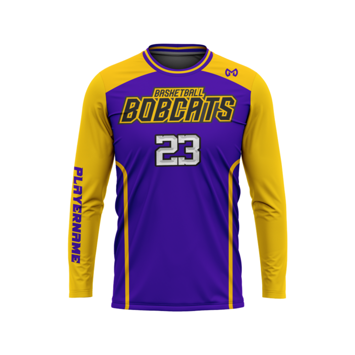 Bobcats purple and gold drifit long sleeve jersey by MKY Apparels
