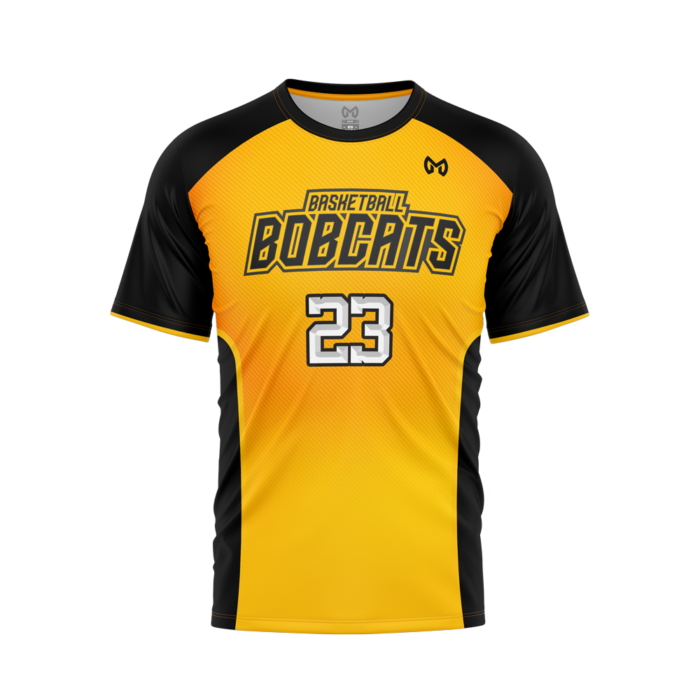 Bobcats yellow and black drifit t-shirt jersey by MKY Apparels