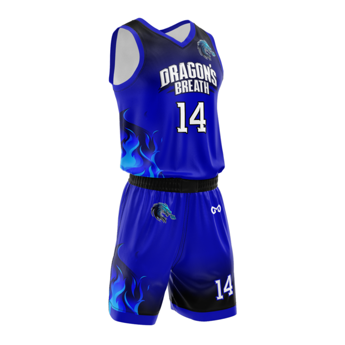 Dragons blue custom basketball uniform by MKY Apparels