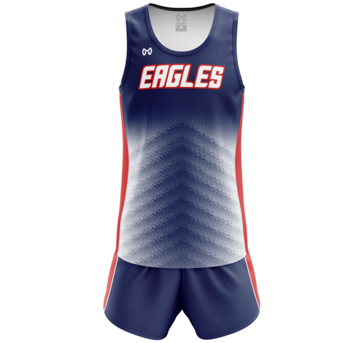 Eagles navy and red custom sublimated track uniform by MKY Apparels
