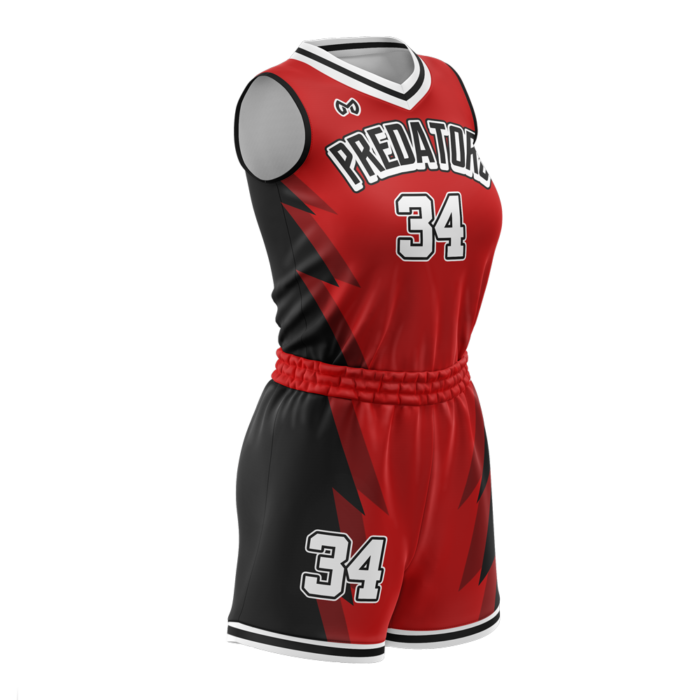 Predators red and black custom girls basketball uniform by MKY Apparels