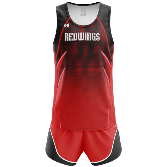 Redwings red and black custom sublimated track uniform by MKY Apparels