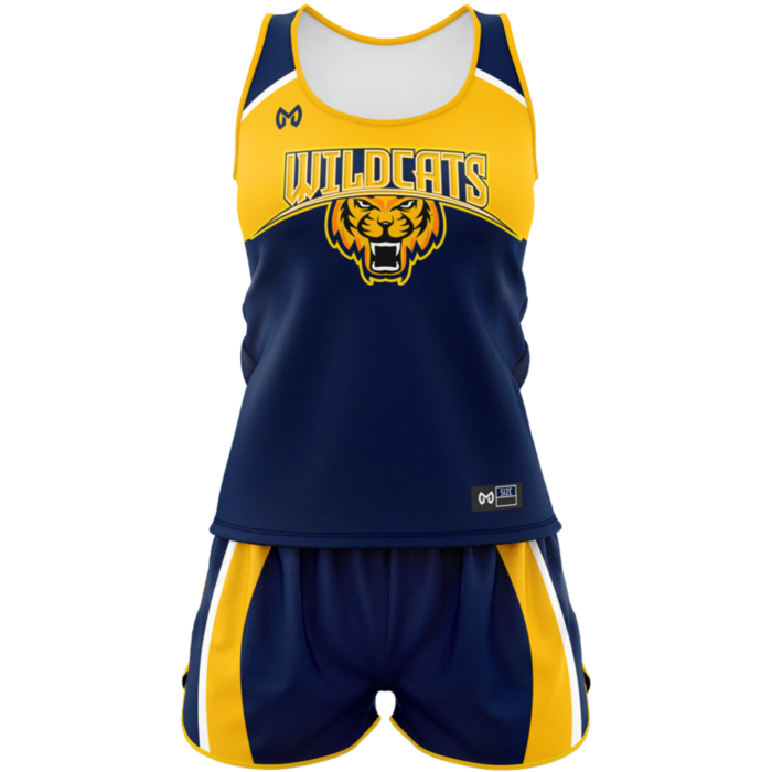 Wildcats yellow and blue custom sublimated track uniform by MKY Apparels