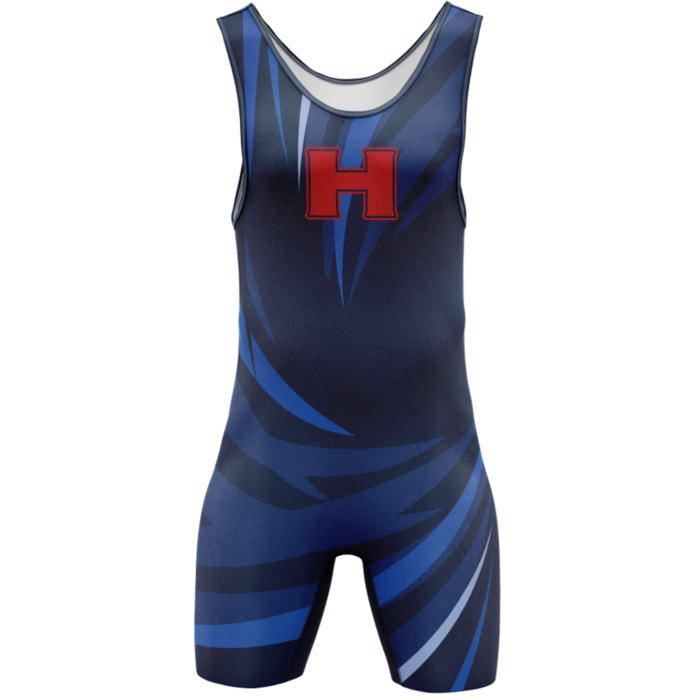 Blue stripe custom wrestling singlet by MKY Apparels