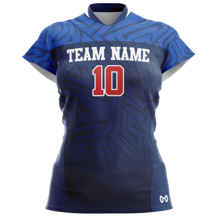 Blue women short sleeve volleyball jersey by MKY Apparels