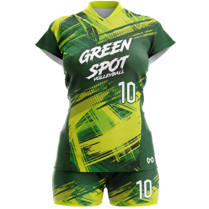 Green Spot green and yellow women volleyball uniform by MKY Apparels