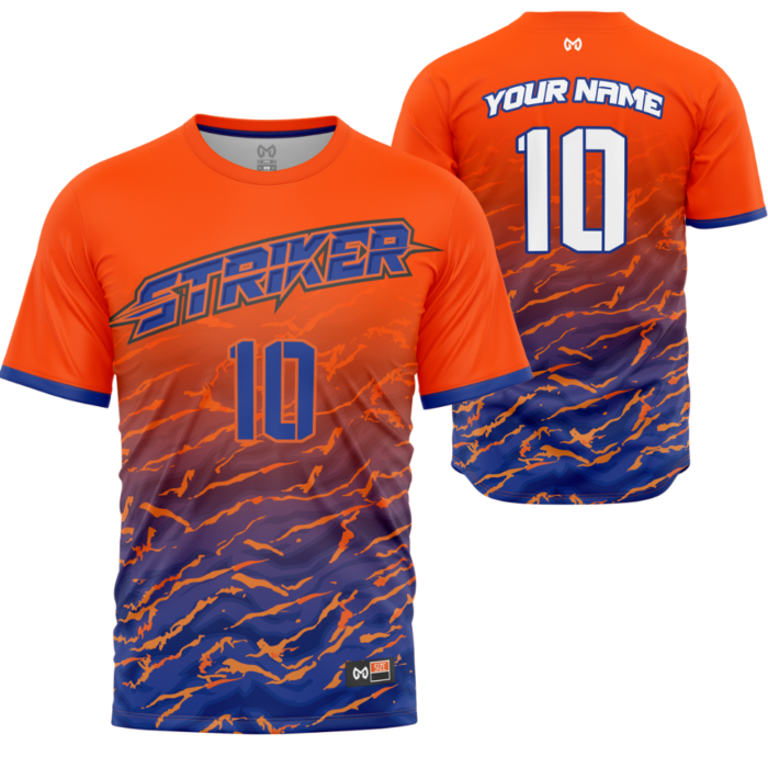 Orange custom men’s soccer jersey by MKY Apparels