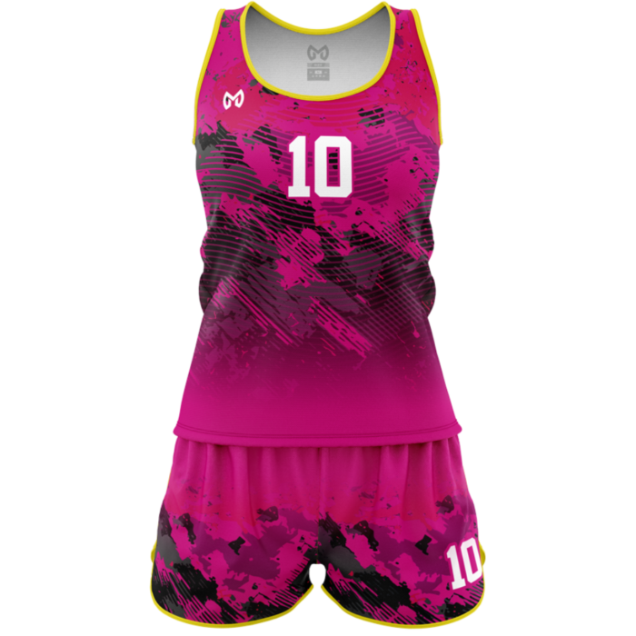 Pink and black women volleyball uniform by MKY Apparels