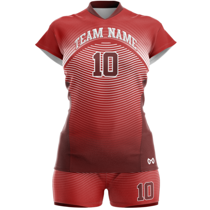 Red women volleyball uniform by MKY Apparels
