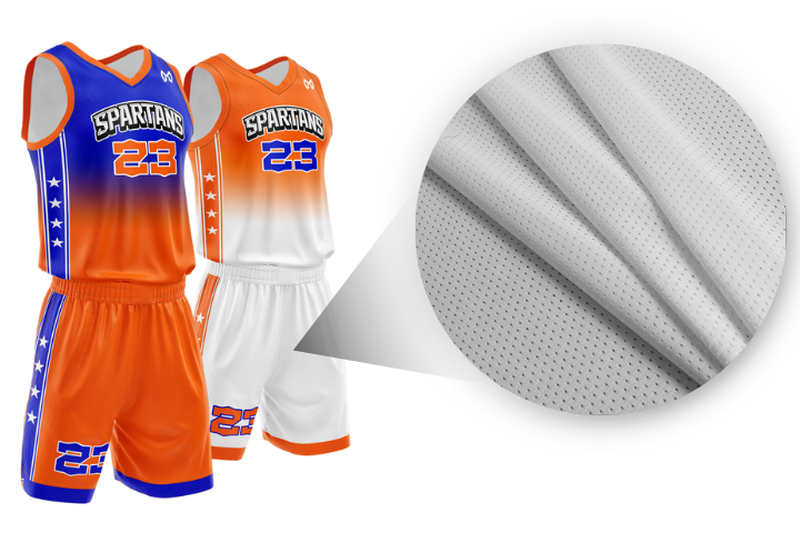 Custom sports uniform manufacturing and production process with premium breathable fabric and basketball uniforms by MKY Apparels