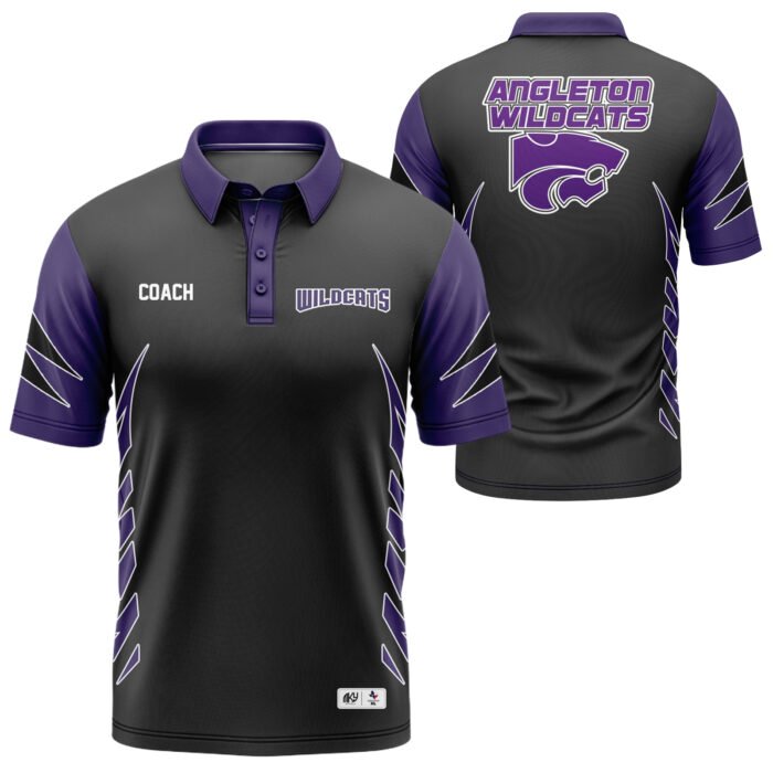 Angleton Wildcats black and purple custom coach shirt by MKY Apparels