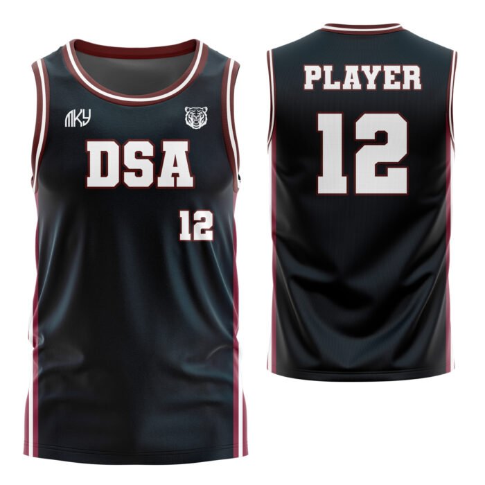 DSA black custom basketball jersey with number 12 by MKY Apparels