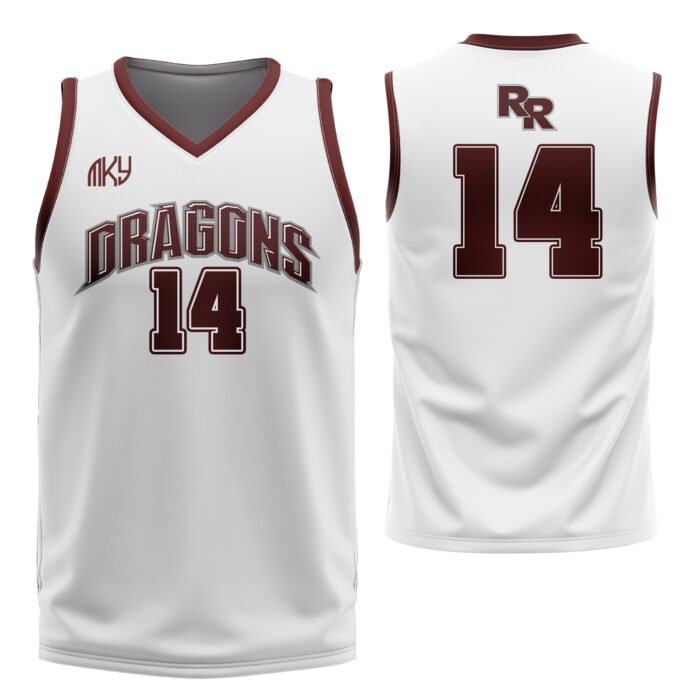 White Dragons custom basketball jersey with number 14 by MKY Apparels