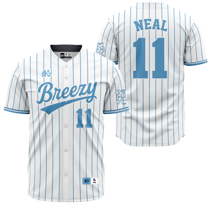 BREZZY BLANCO CON AZUL Baseball Jersey