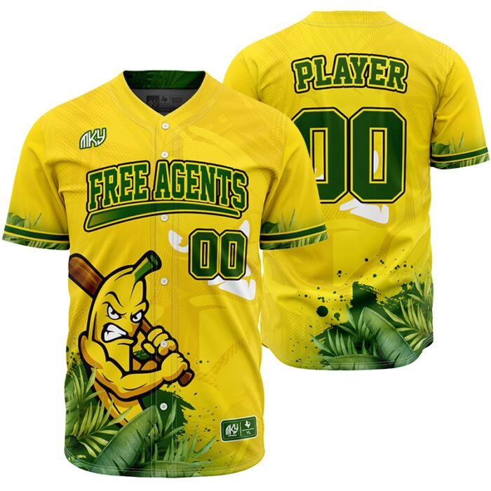 Agents yellow and green full button baseball jersey by MKY Apparels