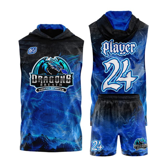 Dragons blue and black flag football uniform by MKY Apparels