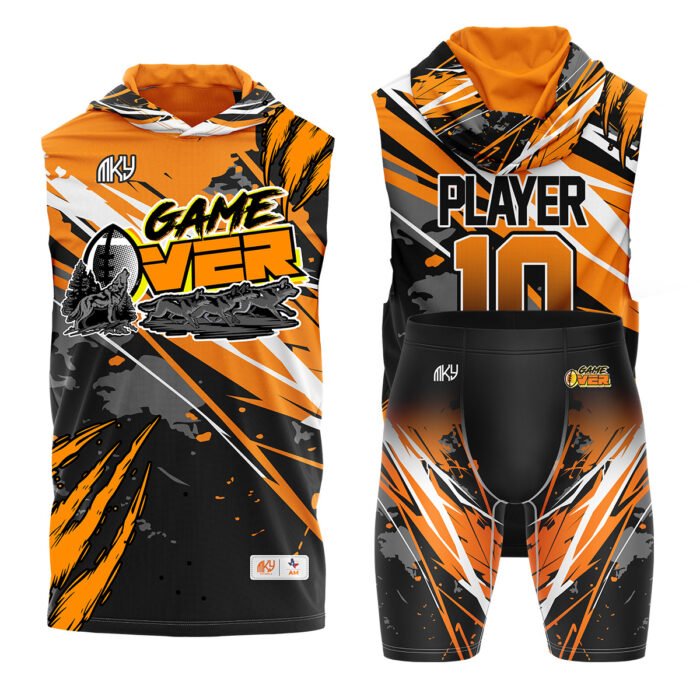 Game Over Wolfpack orange flag football uniform by MKY Apparels