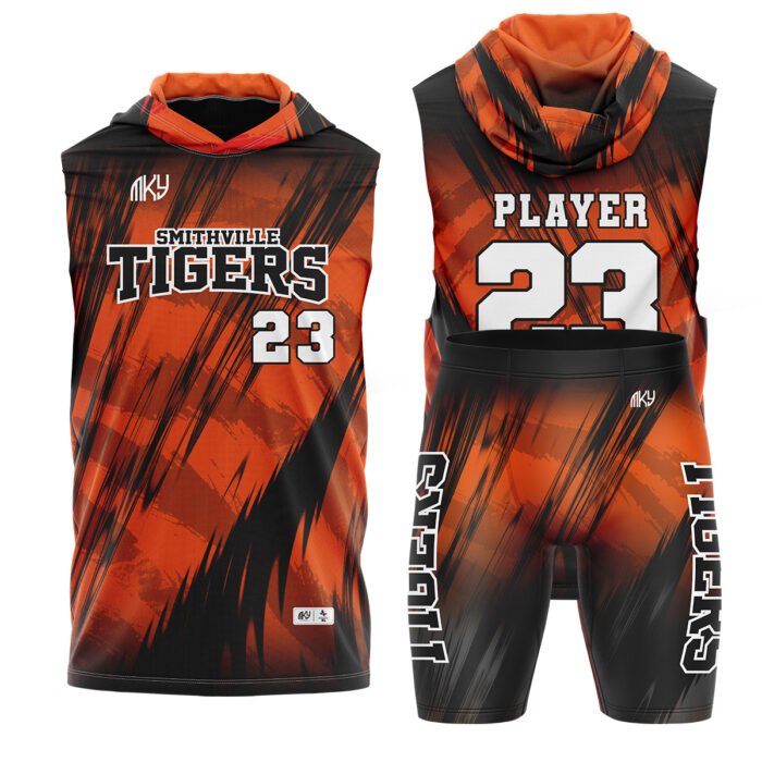 Tigers orange and black flag football uniform by MKY Apparels