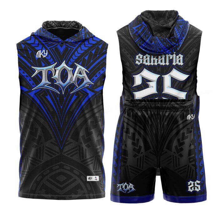 TOA black and blue flag football uniform by MKY Apparels