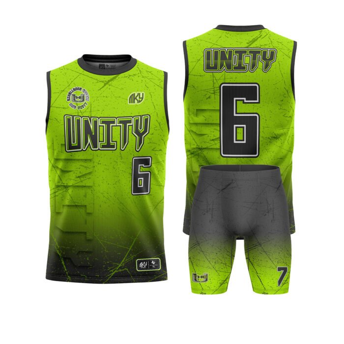 Unity neon green flag football uniform by MKY Apparels