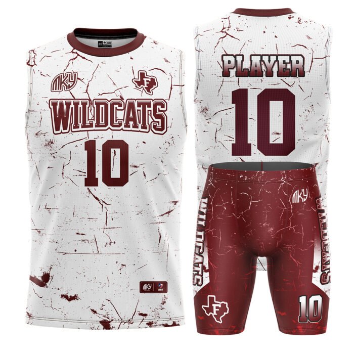 Wildcats white and maroon flag football uniform by MKY Apparels