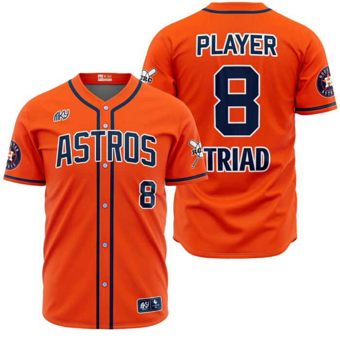 Astros orange button down baseball jersey by MKY Apparels