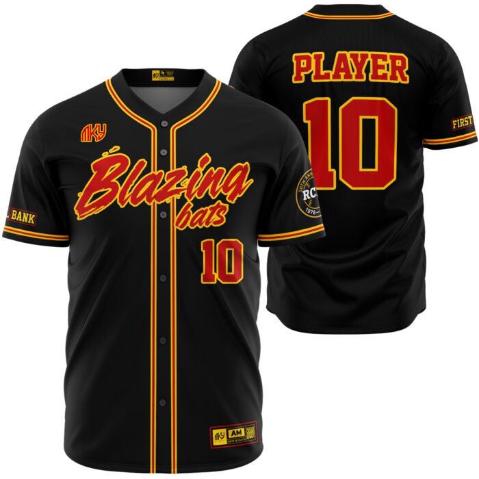 Blazing black and yellow button down baseball jersey by MKY Apparels
