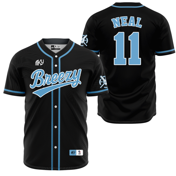 Brezzy black and blue button down baseball jersey by MKY Apparels