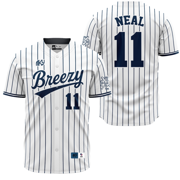 Brezzy white pinstripe button down baseball jersey by MKY Apparels