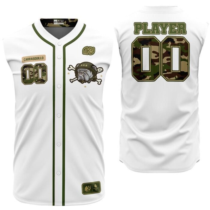 White camo sleeveless baseball jersey by MKY Apparels