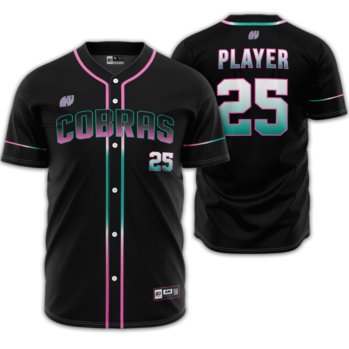 Cobras black and pink button down baseball jersey by MKY Apparels