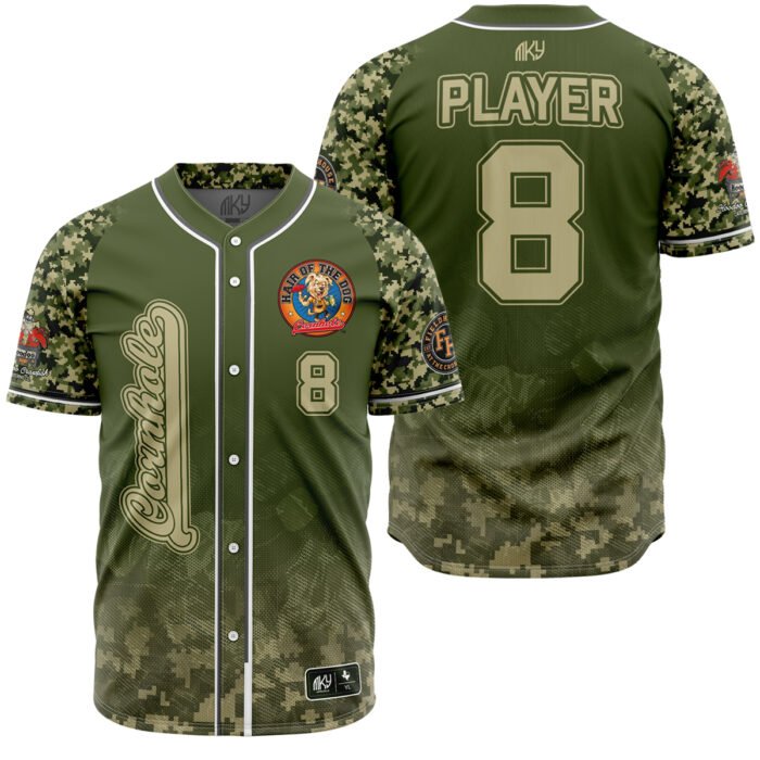 Cornhole camo button down baseball jersey by MKY Apparels