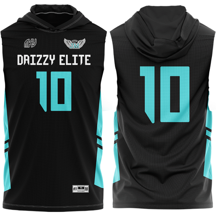 Drizzy black and teal flag football jersey by MKY Apparels