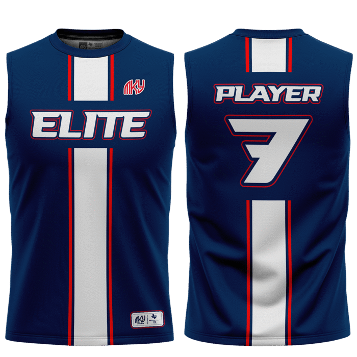 Elite navy and red flag football jersey by MKY Apparels