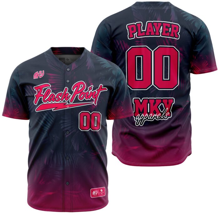 Flashpoint black and pink button down baseball jersey by MKY Apparels