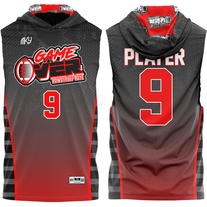 Game Over red and black flag football jersey by MKY Apparels