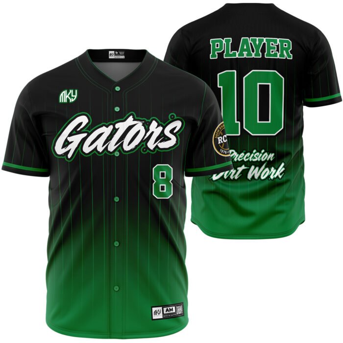 Gators black and green button down baseball jersey by MKY Apparels
