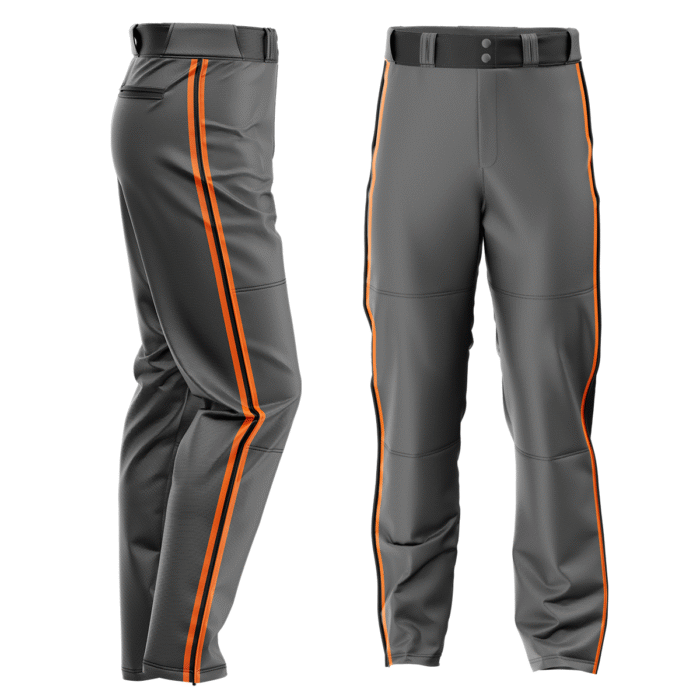 Gray and orange custom baseball pants by MKY Apparels