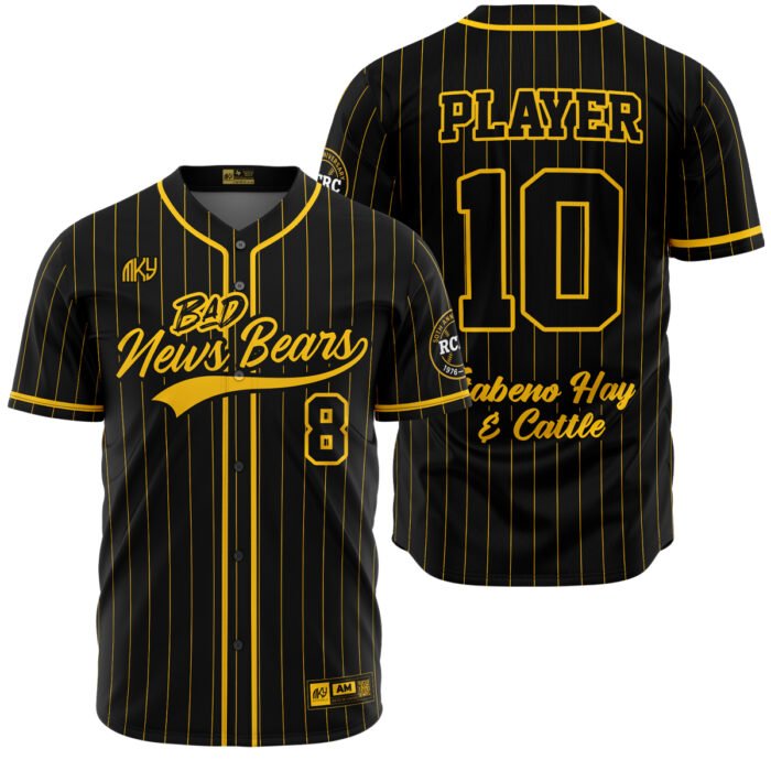 News Bears black and gold button down baseball jersey by MKY Apparels
