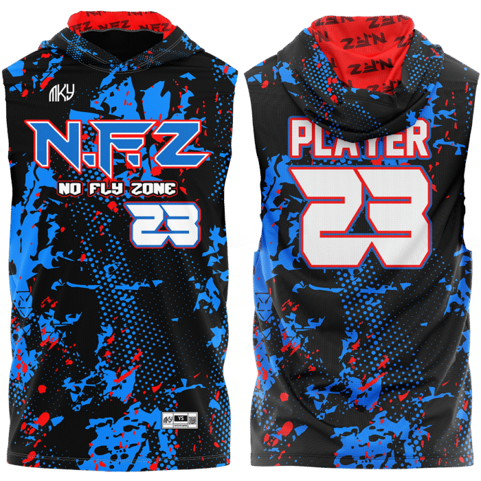 NFZ blue and red flag football uniform by MKY Apparels