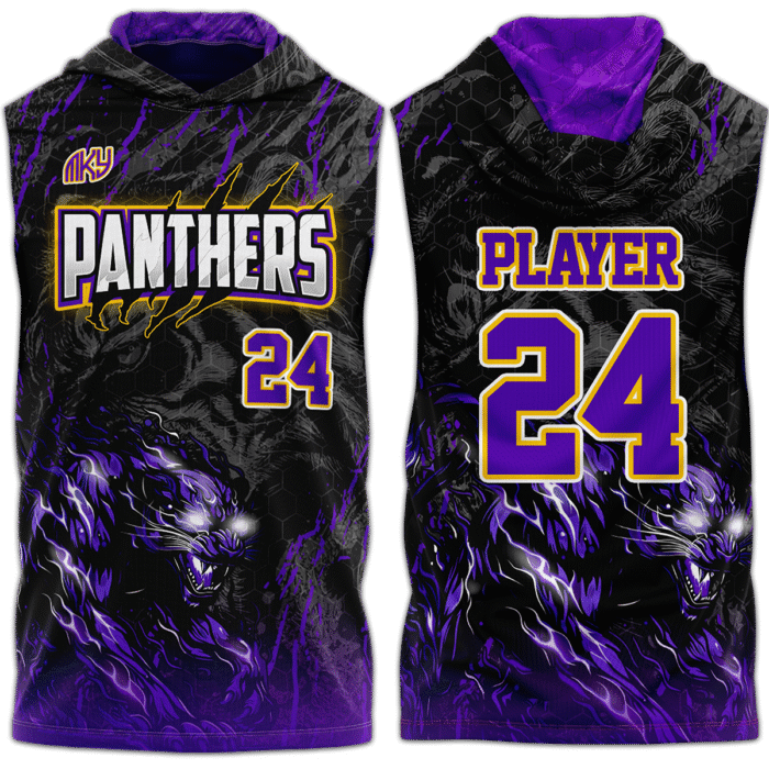 Panthers black and purple flag football uniform by MKY Apparels