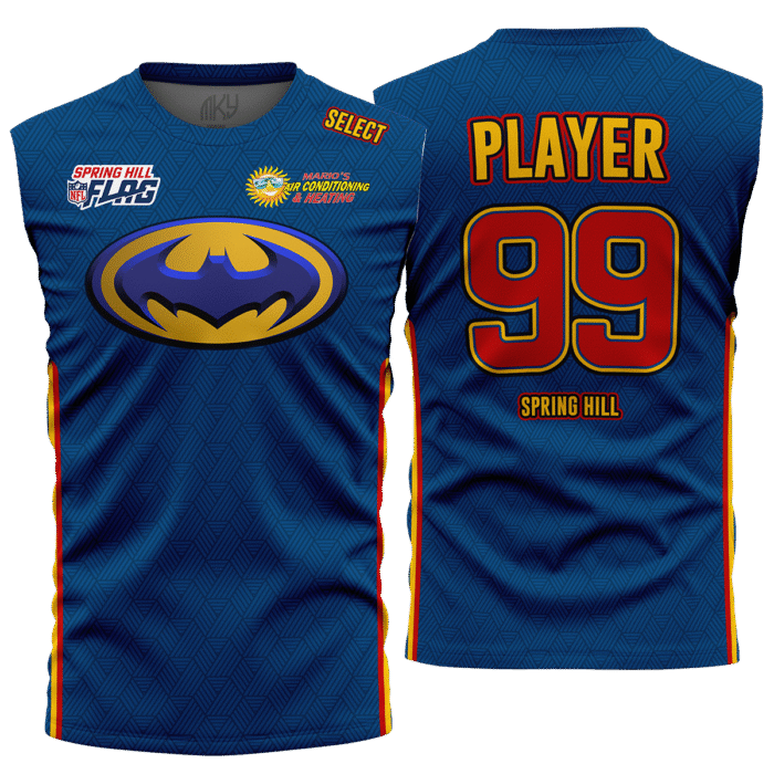 Spring Hill blue flag football uniform by MKY Apparels