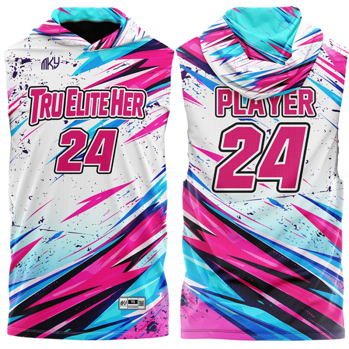 True Elite pink and blue flag football uniform by MKY Apparels