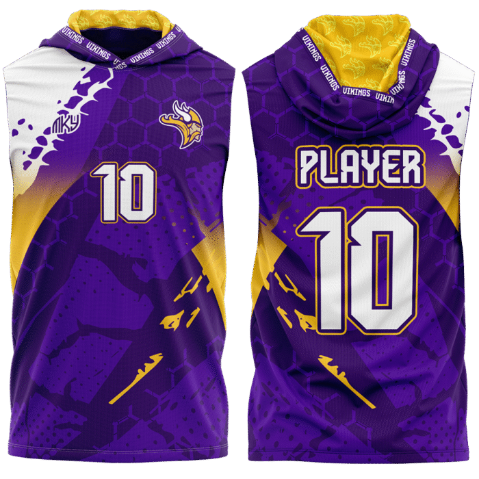 Vikings purple and gold flag football uniform by MKY Apparels
