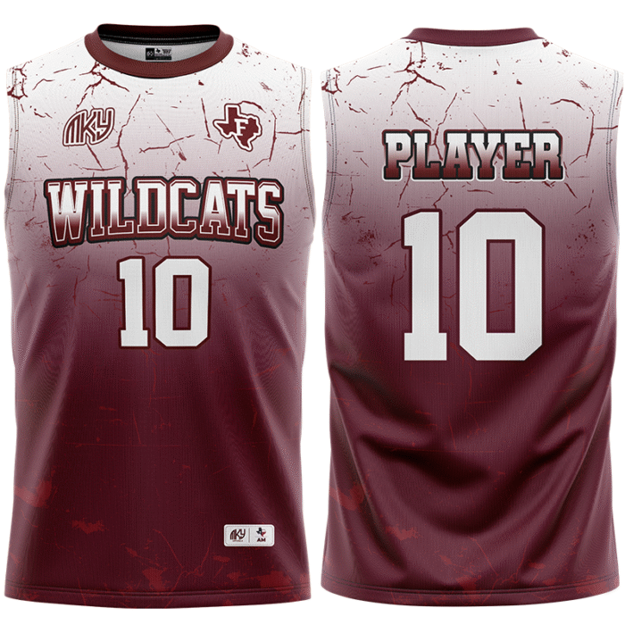Wildcats maroon and white flag football uniform by MKY Apparels