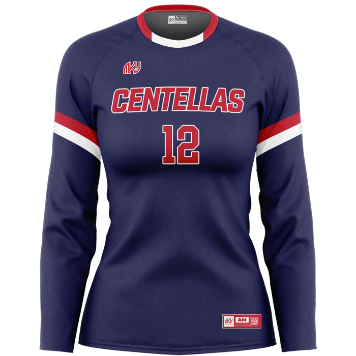 Centellas navy and red women long sleeve volleyball jersey by MKY Apparels